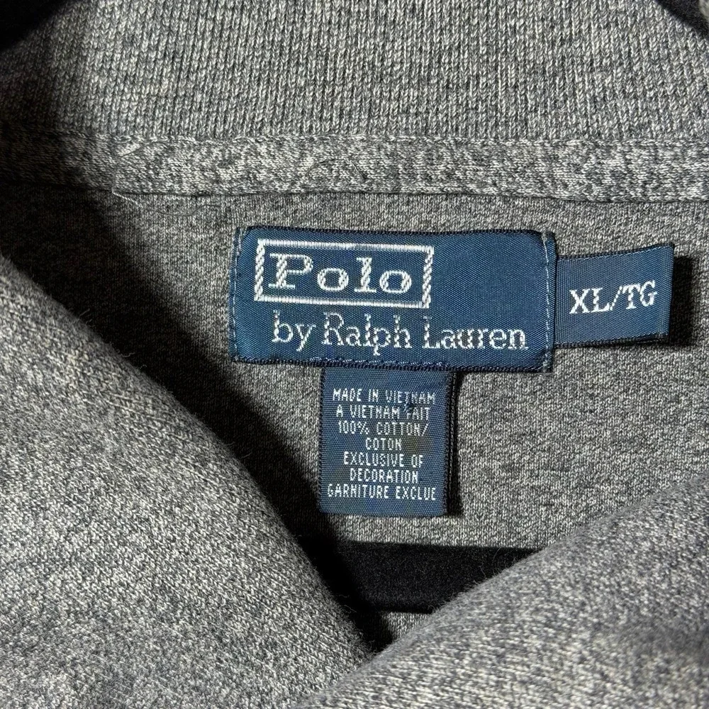 Polo Ralph‎ Lauren Shawl Collar Sweatshirt Gray Pullover Logo XL Men